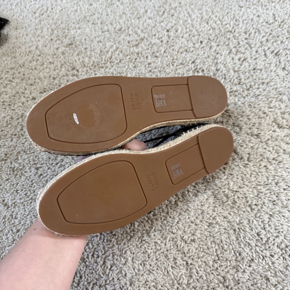 EILEEN FISHER Lee Black Leather Espadrille 9 - Picture 5 of 6